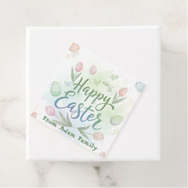 Met de hand geschreven Gelukkig Pasen Watercolor Bedankjes Labels