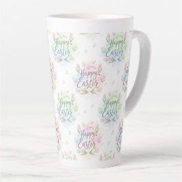 Met de hand geschreven Gelukkig Pasen Waterverf Latte Mok
