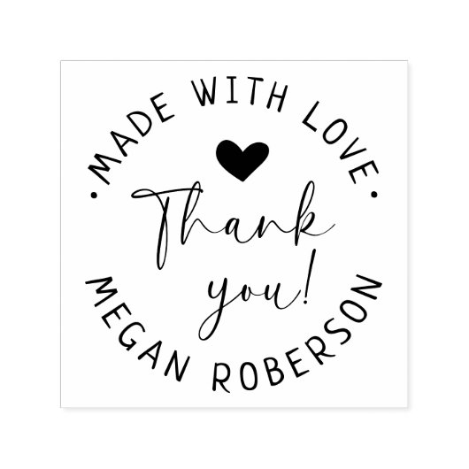 Met de hand geschreven Gemaakt met Liefde Hart Aan Zelfinktende Stempel (Design)