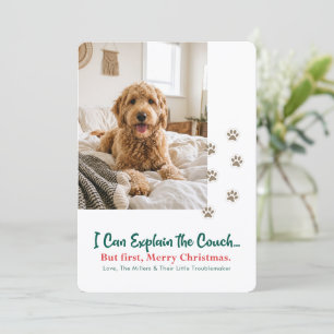 Met de Hand Geschreven Grappige Huisdier Foto Hond Feestdagenkaart