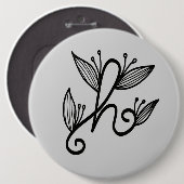 met de hand geschreven h ronde button 6,0 cm (Voorkant /achterkant)