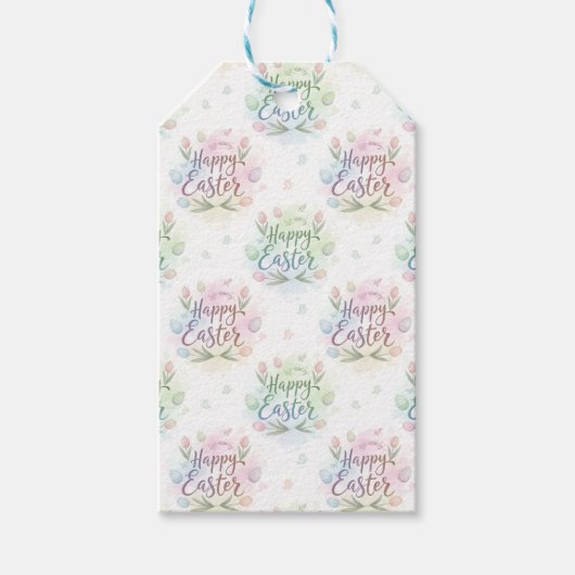 Met de hand geschreven Happy Easter Waterverf Cadeaulabel (Voorkant)