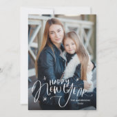 Met de hand geschreven Happy Nieuwjaarsfoto Feestdagenkaart (Voorkant)