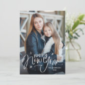 Met de hand geschreven Happy Nieuwjaarsfoto Feestdagenkaart (Staand voorkant)