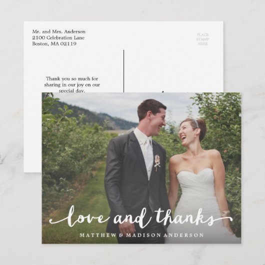 met de hand geschreven | Huwelijk Dank u Briefkaar Briefkaart (Voorkant / Achterkant)