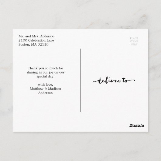 met de hand geschreven | Huwelijk Dank u Briefkaar Briefkaart (Achterkant)