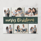 Met de hand geschreven Kerst-foto-collage in goud Feestdagenkaart (Voorkant)