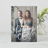 Met de Hand Geschreven Kerst Script Overlay Foto Feestdagenkaart (Staand voorkant)