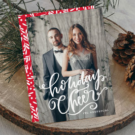Met de hand geschreven Kerst Script Overlay Foto Feestdagenkaart