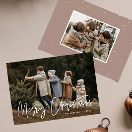Met de hand geschreven Kerstmis 2 foto Feestdagenkaart