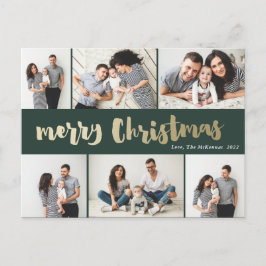 Met de hand geschreven Kerstmis Foto Collage in go Feestdagenkaart