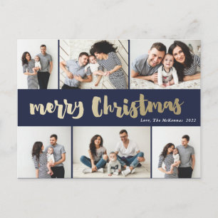 Met de hand geschreven Kerstmis Foto Collage met g Feestdagenkaart