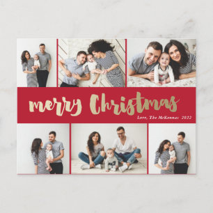 Met de hand geschreven Kerstmis Foto Collage met g Feestdagenkaart
