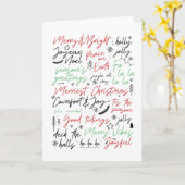 Met de hand geschreven kersttypografie kerstkaart kaart (Gele Bloem)