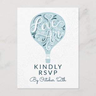 Met de hand geschreven liefde blauwe huwelijksmaal briefkaart
