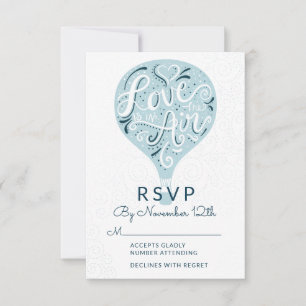 Met de Hand Geschreven Liefde Lichtblauwe Trouw RS RSVP Kaartje