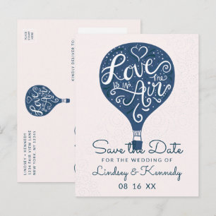 Met de hand geschreven liefde Navy blauwe ballon S Aankondigingskaart