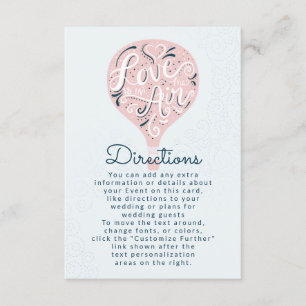 Met de Hand Geschreven Liefde Roze Ballon Huwelijk Informatiekaartje