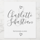 Met de hand geschreven liefdeshart gepersonaliseer wijn etiket (Enkel label)