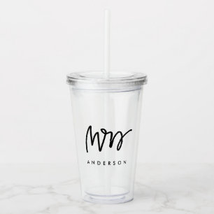 Met de hand geschreven Mevrouw op maat Acryl Drinkbeker
