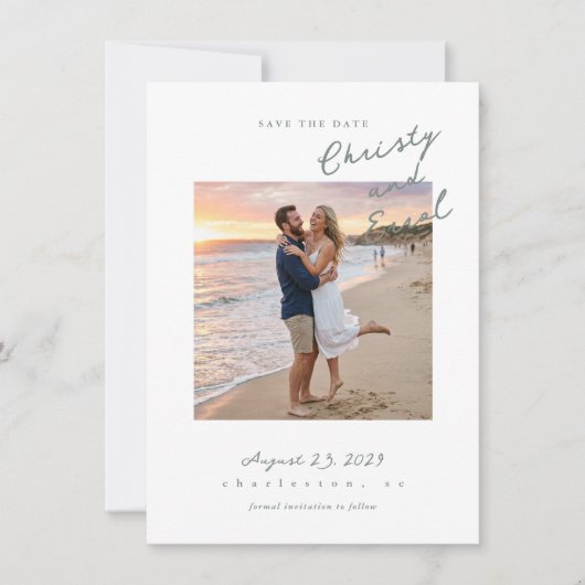 Met de hand geschreven mos save the date (Voorkant)