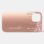 Met de hand geschreven naam Rose Gold Metal Glitte Case-Mate iPhone Case (Achterkant (horizontaal))