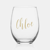 Met de hand geschreven naam vrijgezellenfeest brui wijnglas zonder voet (Voorkant)