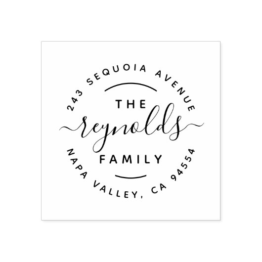 met de hand geschreven schrift | Achternaam Retour Rubberstempel (Afrduk)