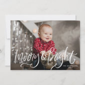 Met de hand geschreven script Merry & Bright foto Feestdagenkaart (Voorkant)
