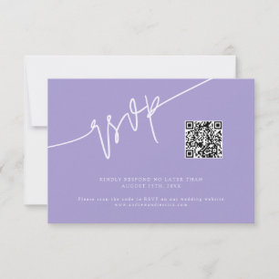 Met de hand geschreven script Violet trouw-QR-code RSVP Kaartje