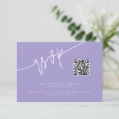 Met de hand geschreven script Violet trouw-QR-code RSVP Kaartje (Staand voorkant)
