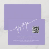 Met de hand geschreven script Violet trouw-QR-code RSVP Kaartje (Voorkant / Achterkant)