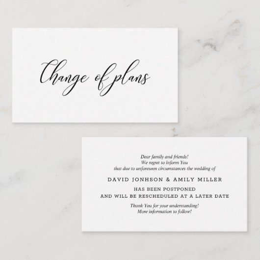 Met de hand geschreven Simple | Huwelijksuitstel Informatiekaartje (Voorkant / Achterkant)