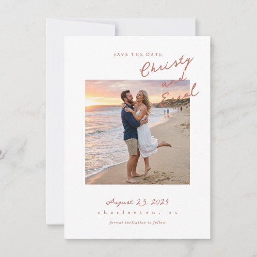 Met de hand geschreven Terra Save The Date (Voorkant)