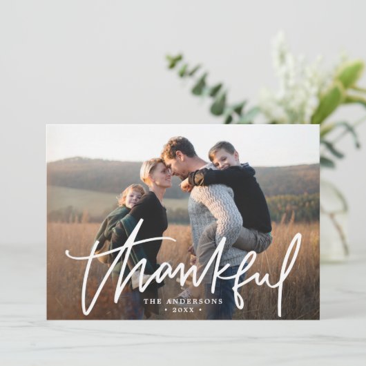 Met de hand geschreven Thankful Thanksgiving van d Feestdagenkaart (Staand voorkant)