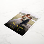 Met de hand geschreven trouwfoto Bedankt Goud Folie Uitnodiging (Gedraaid)