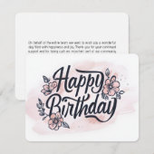 Met de hand geschreven verjaardagskaart bloemen kw (Voorkant / Achterkant)