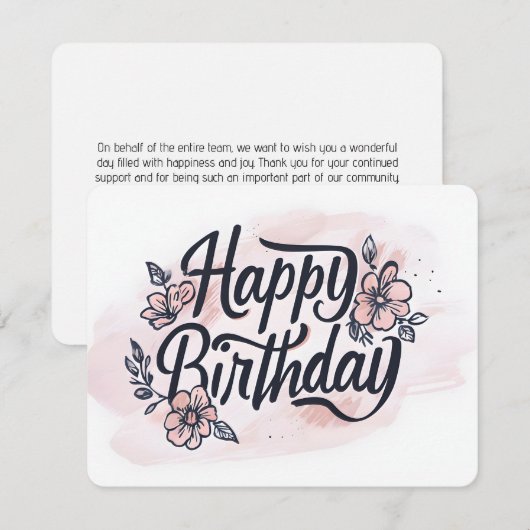 Met de hand geschreven verjaardagskaart bloemen kw (Voorkant / Achterkant)