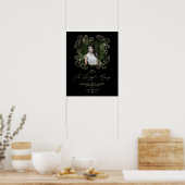 Met de hand geschreven versiering Zwarte Trouwherd Poster (Keuken)