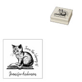 Met de hand geschreven Vintage Kat Aangepaste Bibl Rubberstempel (Gestempeld)