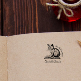 Met de hand geschreven Vintage Kat Aangepaste Bibl Rubberstempel