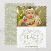 met de hand geschreven vredesvakantie feestdagenkaart (Voorkant / Achterkant)