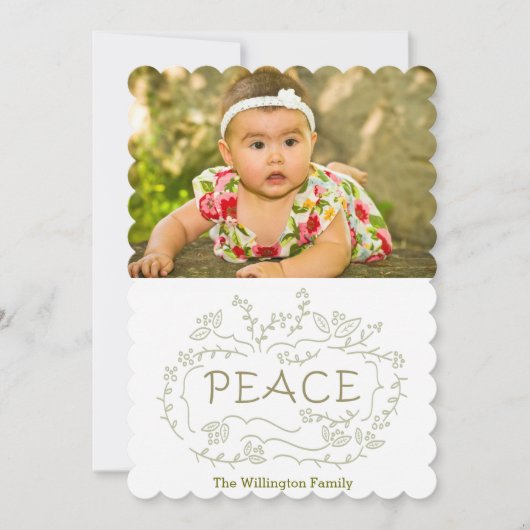 met de hand geschreven vredesvakantie feestdagenkaart (Voorkant)