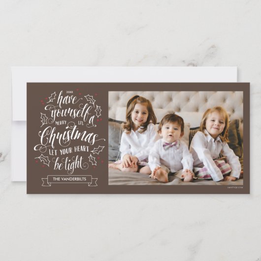 Met de hand geschreven vrolijk Kerstmis eenzijdig Feestdagenkaart (Voorkant)