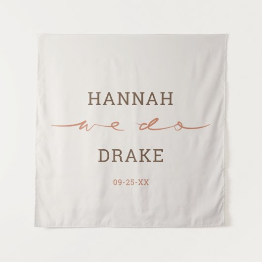 Met de hand geschreven We Do Script Trouwdag Wandkleed (Voorkant)
