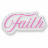 Met de hand geschreven Woord Geloof in Roze Sticker (Voorkant)