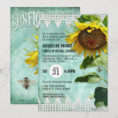 met de hand geslepen zonnebloemen - Dekking Bee Aq Kaart (Voorkant / Achterkant)