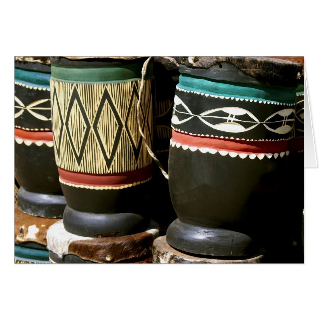 Met de hand gesneden drums, Livingston, Zambia (Voorkant Horizontaal)