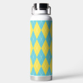 Met de hand gestikte Argyle - Gele en Turquoise Mo Waterfles (Achterkant)