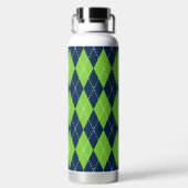 Met de hand gestikte Argyle - Lime & Navy Monogram Waterfles (Achterkant)